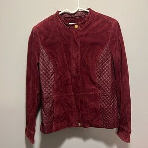 Isaac Mizrahi Live! Burgundy Quilted Leather jacket